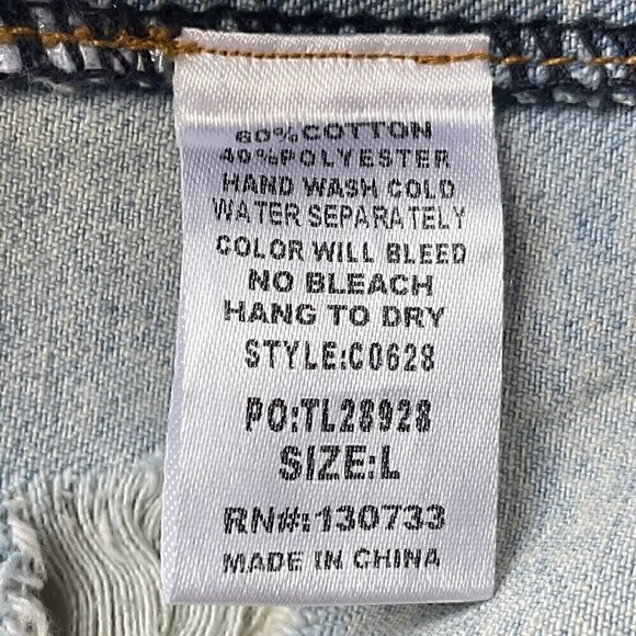 Umgee Distressed Oversized Faded Blue Jean Button Up Jacket Women’s L GRUNGE - Picture 9 of 9